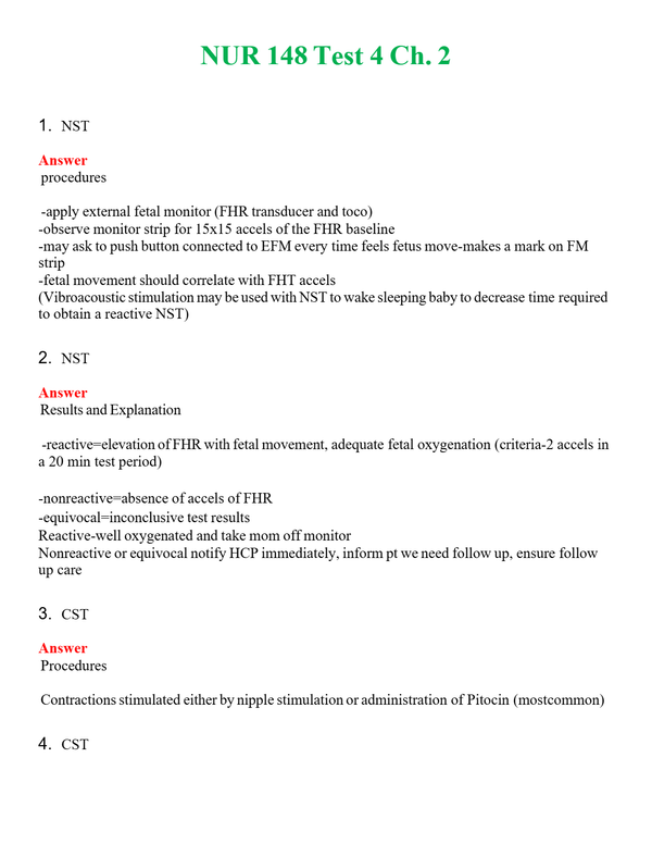 NUR 148 TEST 4 CH. 2 | WITH 100% VERIFIED ANSWERS