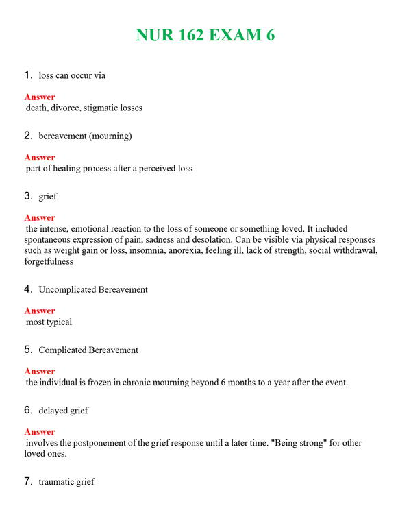 NUR 162 EXAM 6 | PASSED | A+ RATED GUIDE | NEW FULL EXAM