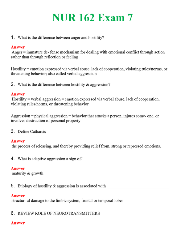 NUR 162 EXAM 7 | A+ RATED GUIDE | QUESTIONS AND ANSWERS (SOLVED)