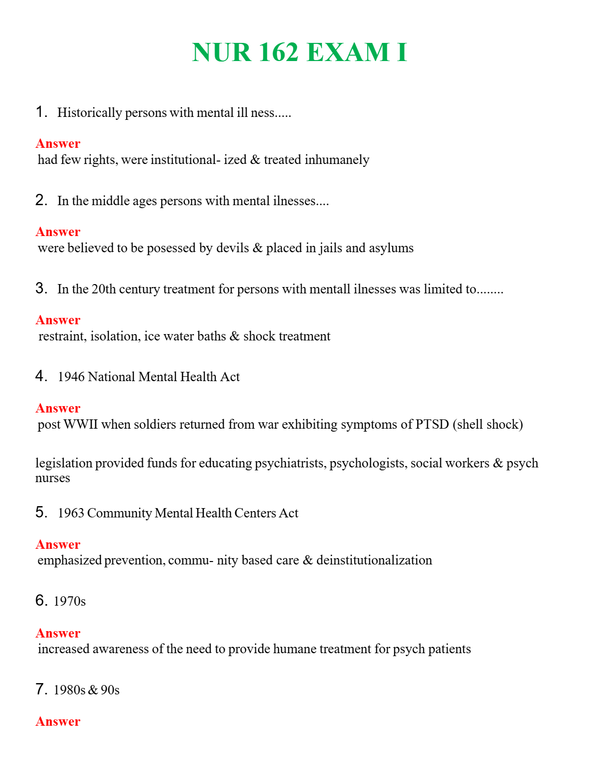 NUR 162 EXAM I | PASSED | A+ RATED GUIDE | NEW FULL EXAM