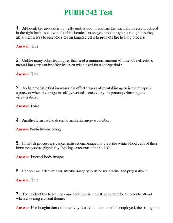 PUBH 342 Test | Actual Questions and Verified Answers ( Included ) 100% Correct