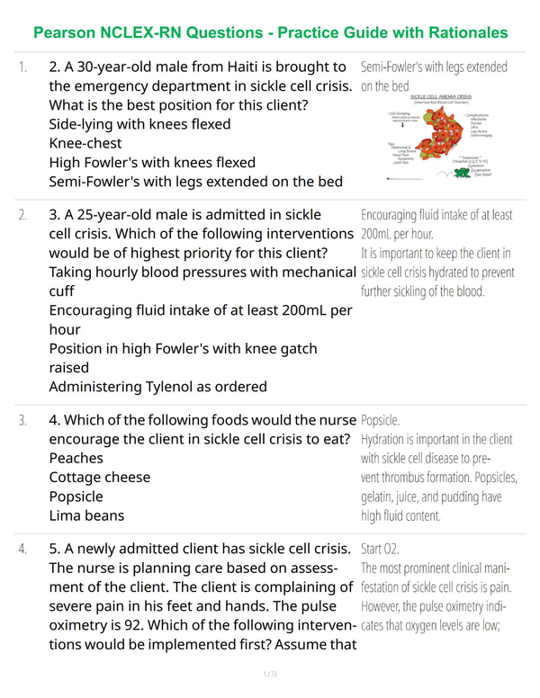 Pearson NCLEX-RN Questions - Practice Guide with Rationales