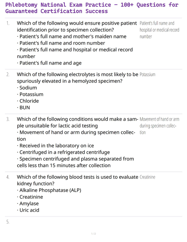 Phlebotomy National Exam Practice – 100+ Questions for Guaranteed Certification Success