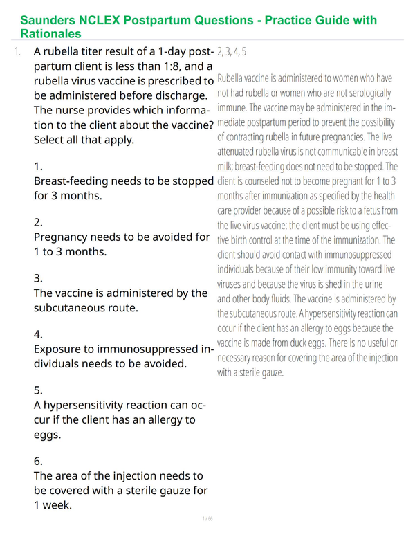 Postpartum Nursing NCLEX Prep - OB Practice Questions with Rationales