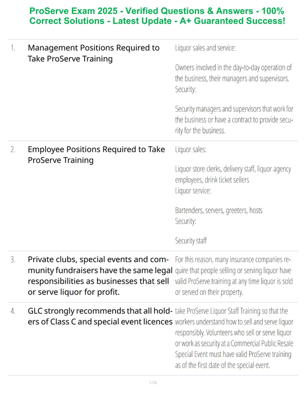 ProServe Exam 2025 - Verified Questions & Answers - 100% Correct Solutions - Latest Update - A+ Guaranteed Success!