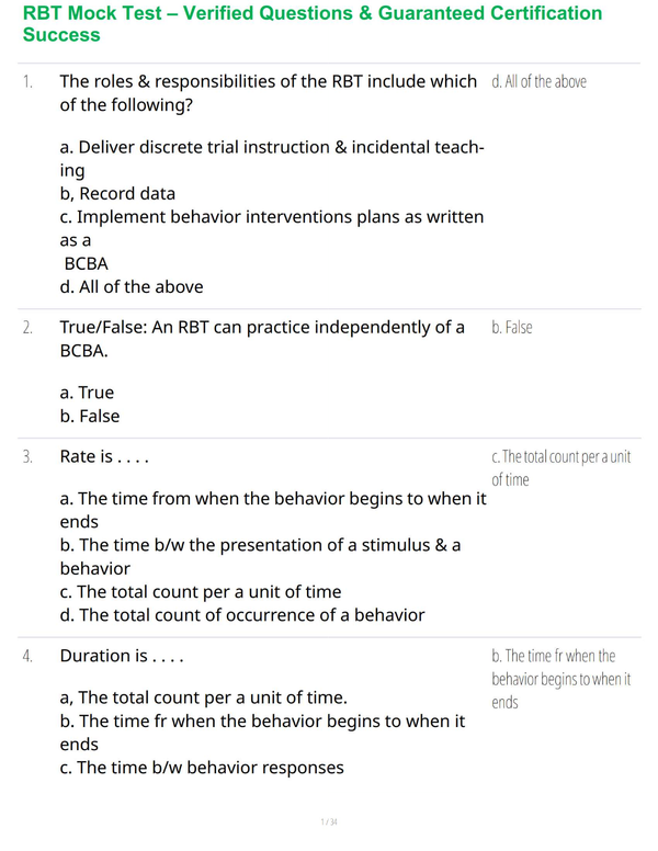 RBT Mock Test – Verified Questions & Guaranteed Certification Success