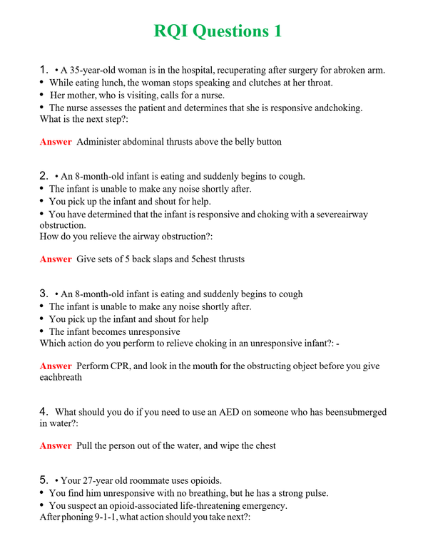 RQI Questions 1 Questions With Complete Grade A+ Answers