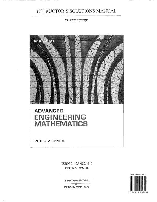 Solutions Manual For Advanced Engineering Mathematics 6th Edition By Peter V. O'Neil SM