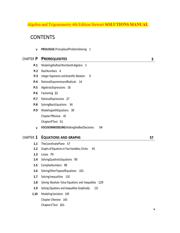 Solutions Manual For Algebra and Trigonometry 4th Edition Stewart