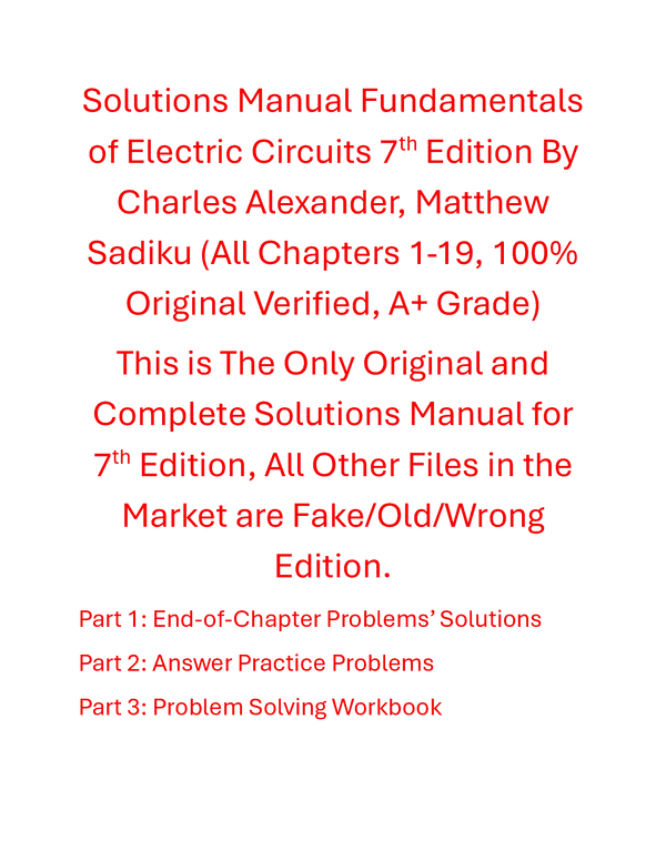 Solutions Manual Fundamentals of Electric Circuits 7th Edition By Charles Alexander, Matthew Sadiku