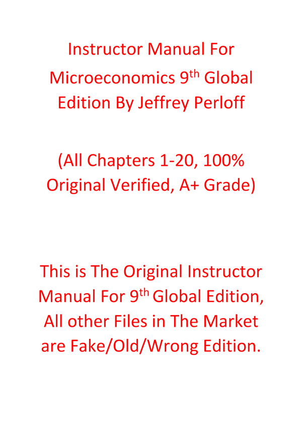 Solutions Manual Microeconomics 9th Global Edition By Jeffrey Perloff