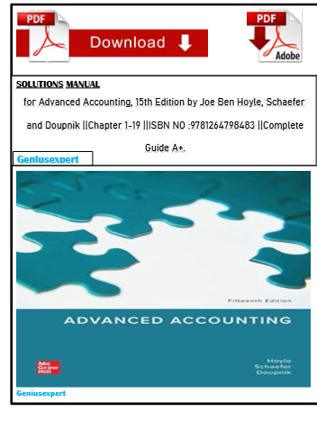 Solutions Manual for Advanced accounting 15th Edition By joe, ben, hoyle, Thomas, schaefer, timothy, doupnik