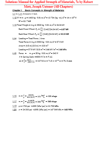 Solutions Manual for Applied Strength of Materials, 7e by Robert Mott, Joseph Untener