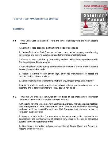Solutions Manual for Cost Management A Strategic Emphasis, 9e Blocher, Stout, Juras, Smith