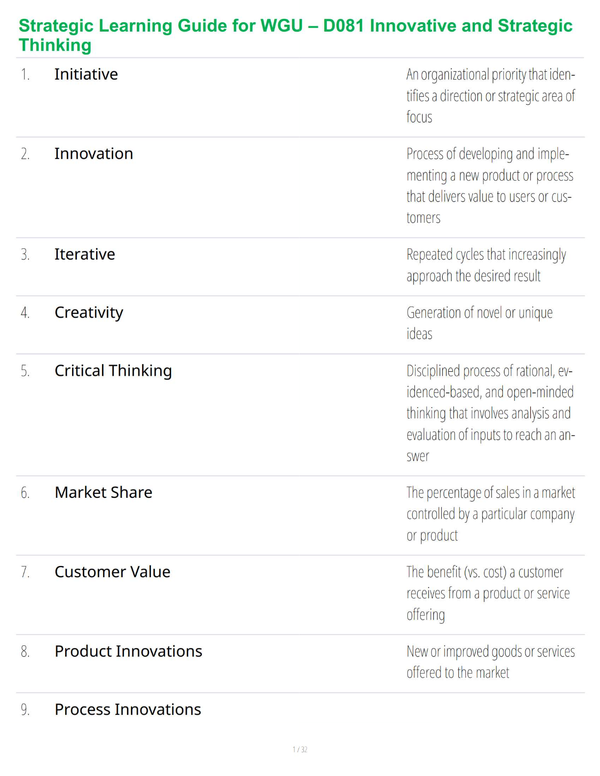 Strategic Learning Guide for WGU – D081 Innovative and Strategic Thinking