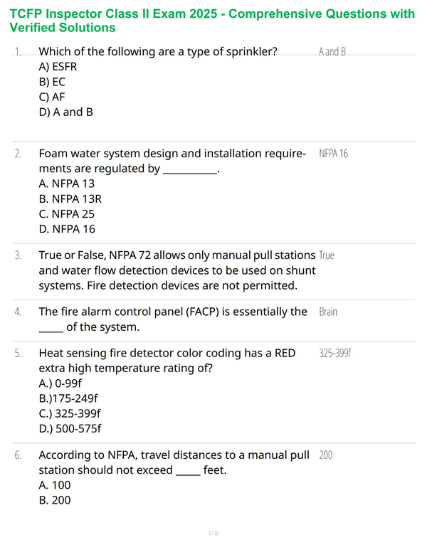 TCFP Inspector Class II Exam 2025 - Comprehensive Questions with Verified Solutions