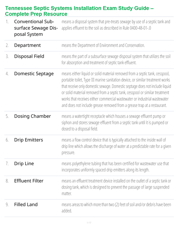 Tennessee Septic Systems Installation Exam Study Guide – Complete Prep Resource