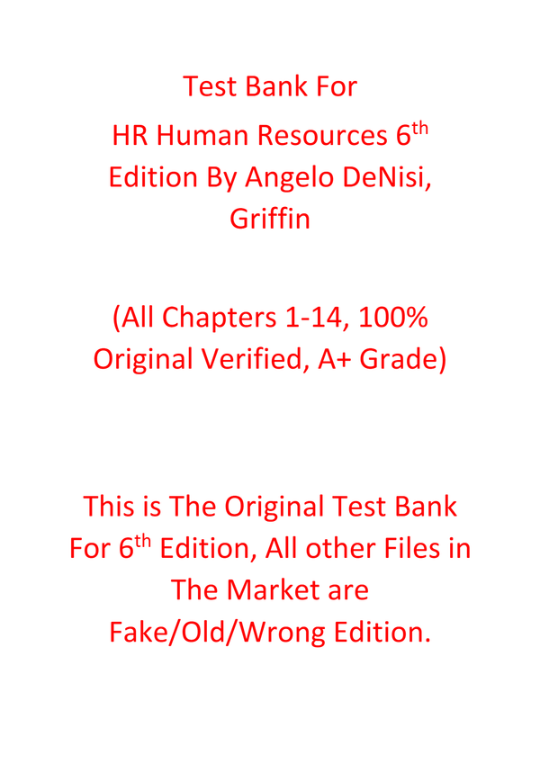 est Bank For HR Human Resources 6th Edition By Angelo DeNisi, Griffin