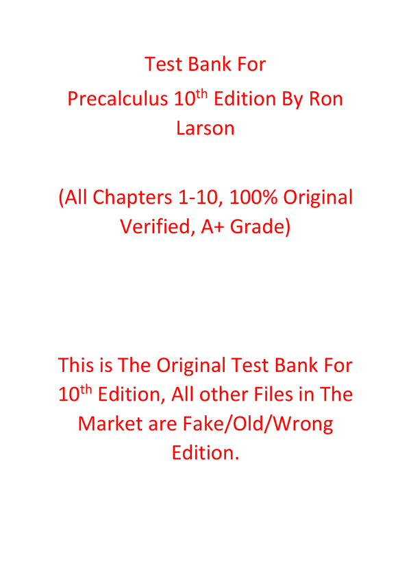 Test Bank For Precalculus 10th Edition By Ron Larson
