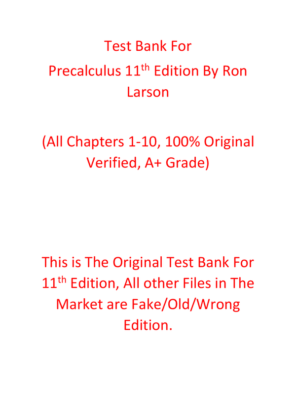 Test Bank For Precalculus 11th Edition By Ron Larson