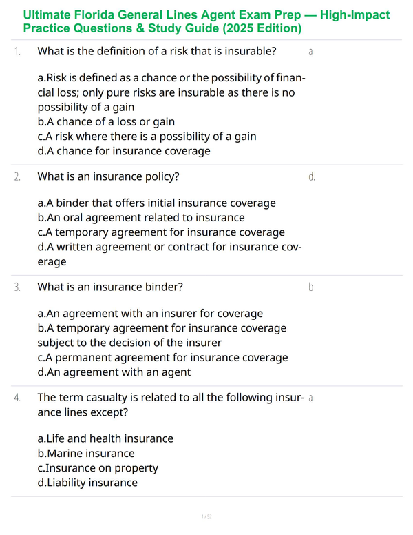Ultimate Florida General Lines Agent Exam Prep — High-Impact Practice Questions & Study Guide (2025 Edition)