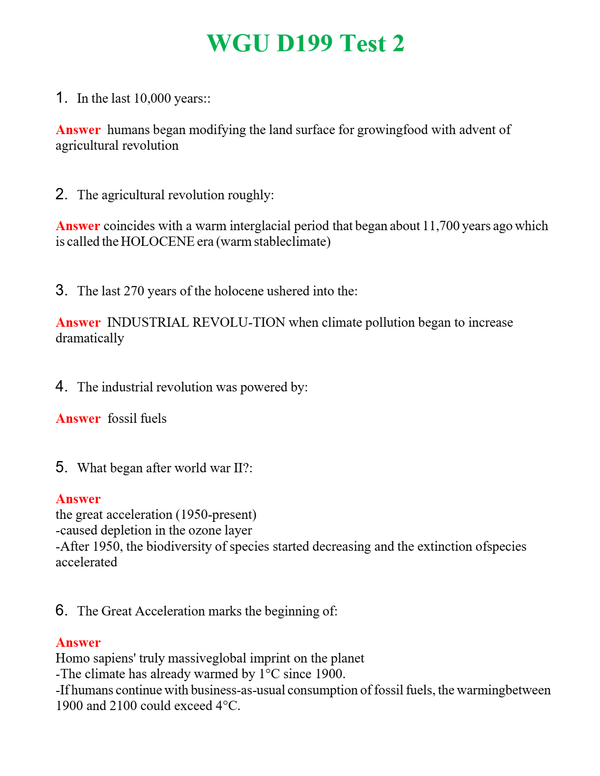 WGU D199 Test 2 Questions With Complete Grade A+ Answers