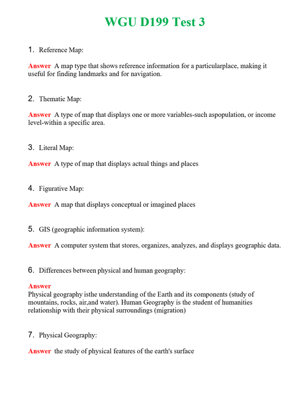 WGU D199 Test 3 Questions With Complete Grade A+ Answers