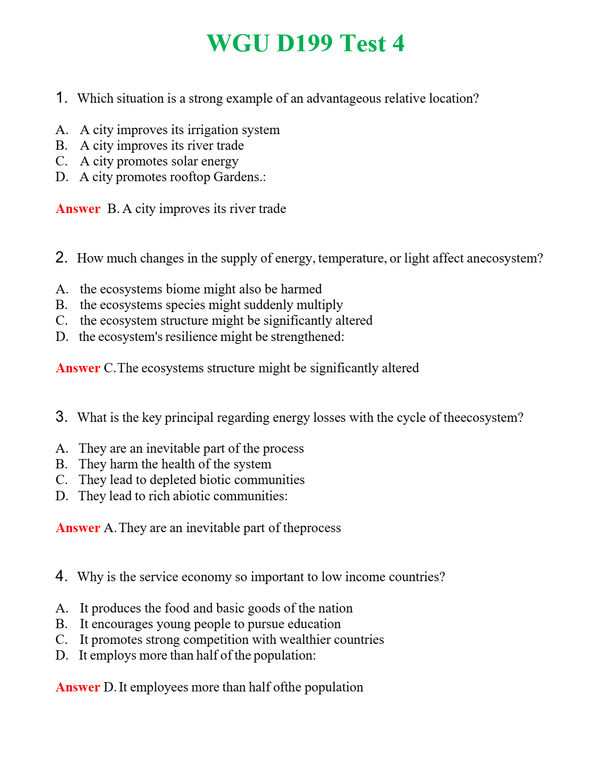 WGU D199 Test 4 Questions With Complete Grade A+ Answers
