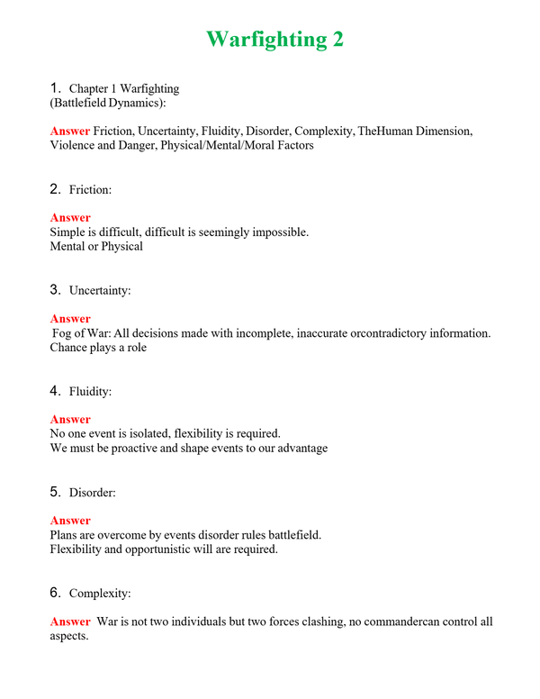 Warfighting 2 | Actual Questions and Verified Answers ( Included ) 100% Correct