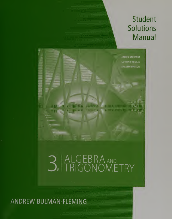 eBook Student Solutions Manual for Stewart/Redlin/Watson's Algebra and Trigonometry, 3rd Edition By Andy Bulman-Fleming