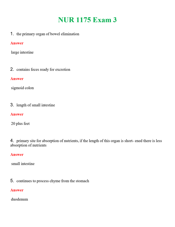 NUR 1175 EXAM 3 | COMPLETE ANSWERS 100% CORRECT