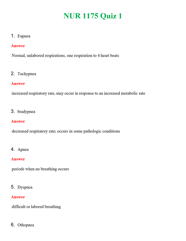 NUR 1175 QUIZ 1 | WITH 100% VERIFIED ANSWERS