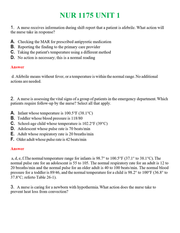 NUR 1175 UNIT 1 | A+ RATED GUIDE | QUESTIONS AND ANSWERS (SOLVED)