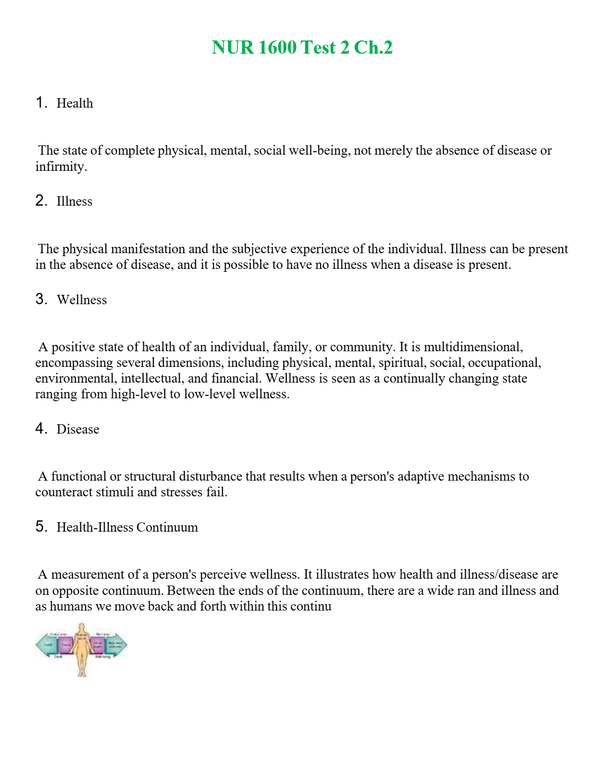 NUR 1600 TEST 2 CH.2 | COMPLETE QUESTIONS & ANSWERS (SOLVED) 100% CORRECT