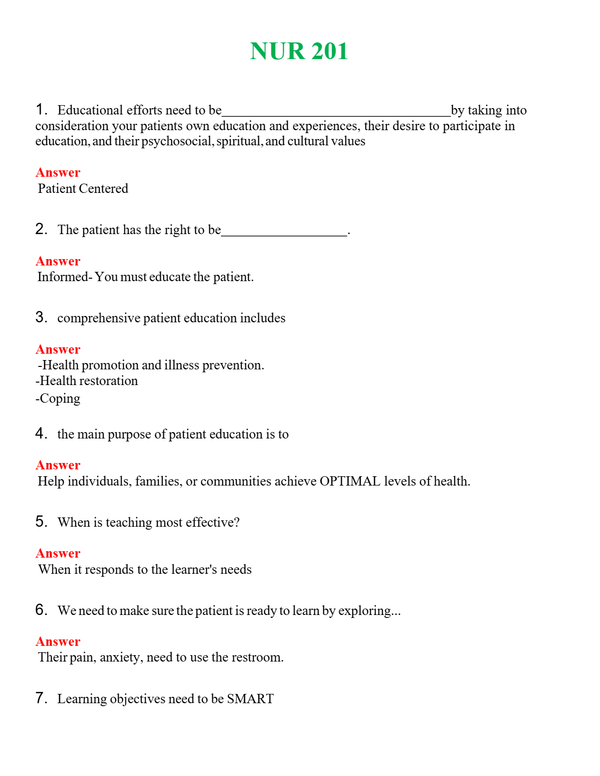 NUR 201 | PASSED | A+ RATED GUIDE | NEW FULL EXAM
