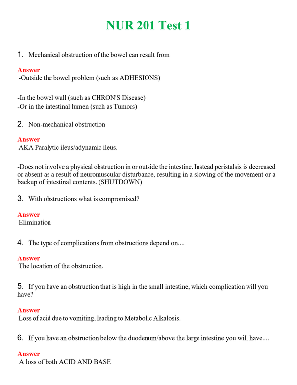 NUR 201 TEST 1 | QUESTIONS AND ANSWERS INCLUDED