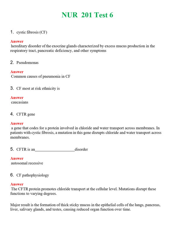 NUR 201 TEST 6 | ALL Q&AS BRAND NEW GUARANTEED A+++