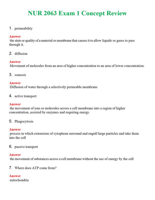 NUR 2063 EXAM 1 CONCEPT REVIEW | ACTUAL QUESTIONS AND ANSWERS 100% CORRECT