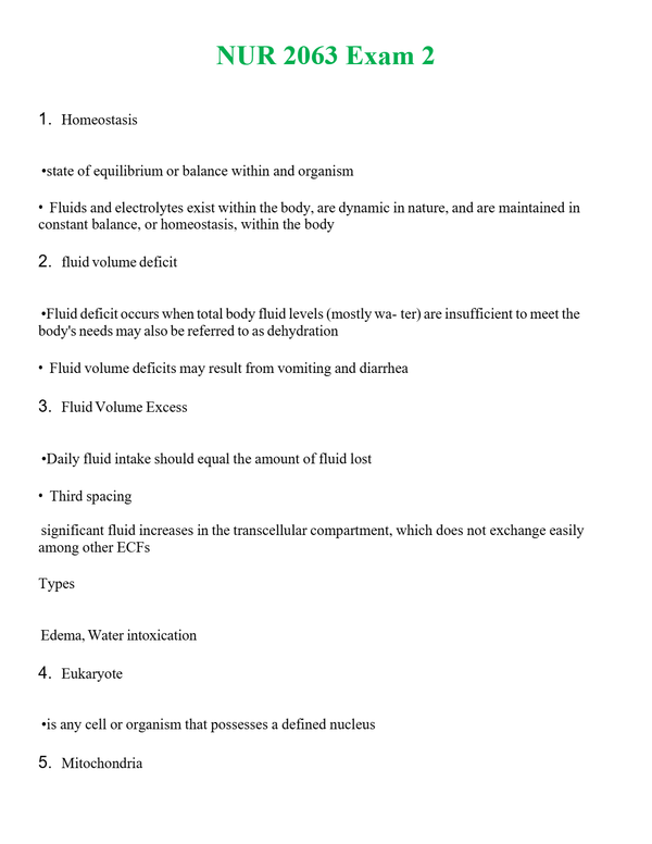 NUR 2063 EXAM 2 | COMPLETE ANSWERS 100% CORRECT