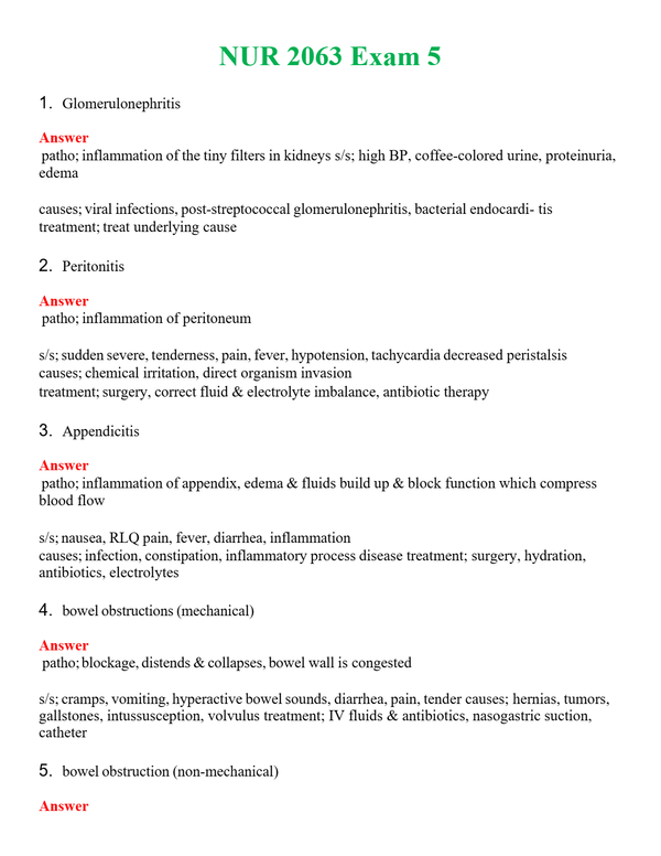 NUR 2063 EXAM 5 | ALL Q&AS BRAND NEW GUARANTEED A+++