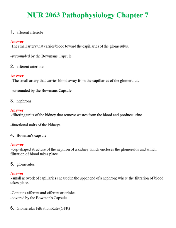 NUR 2063 PATHOPHYSIOLOGY CHAPTER 7 | ACTUAL QUESTIONS AND ANSWERS 100% CORRECT