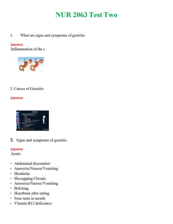 NUR 2063 TEST TWO | LATEST QUESTIONS WITH COMPLETE GRADE A++ ANSWERS