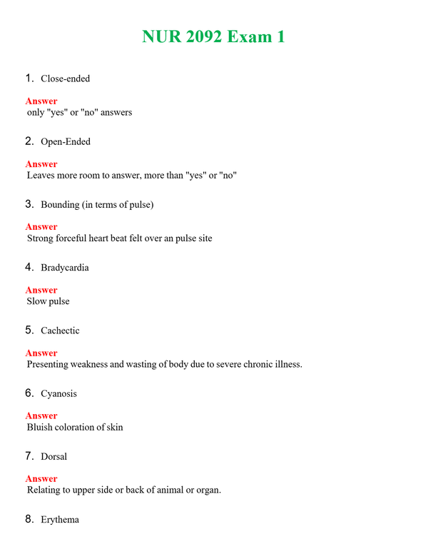 NUR 2092 EXAM 1 | PASSED | A+ RATED GUIDE | NEW FULL EXAM
