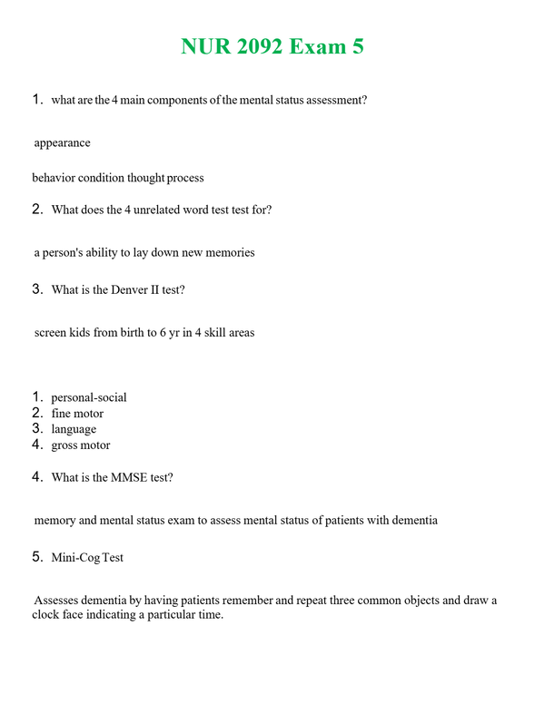 NUR 2092 EXAM 5 | PASSED | A+ RATED GUIDE | NEW FULL EXAM