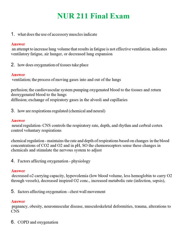NUR 211 FINAL EXAM | A SOLVED 100% CORRECT