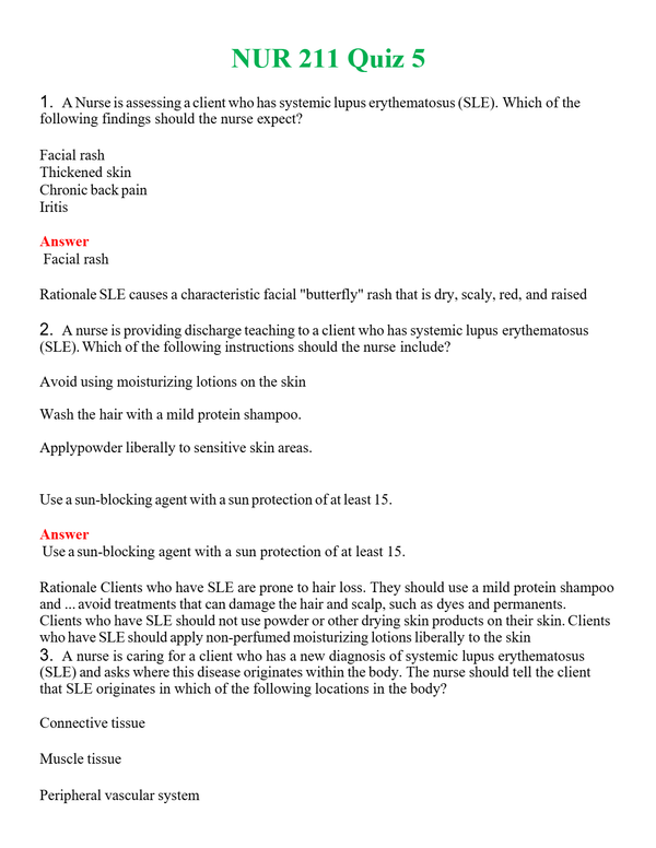 NUR 211 QUIZ 5 | COMPLETE ANSWERS 100% CORRECT