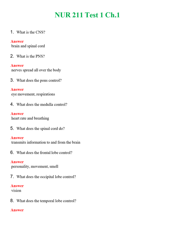 NUR 211 TEST 1 CH.1 | GRADED A+ SOLVED 100% CORRECT