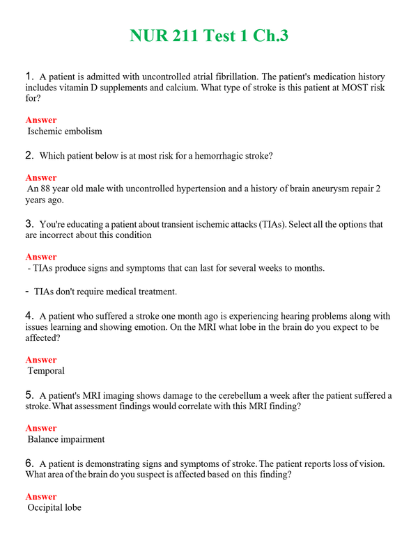 NUR 211 TEST 1 CH.3 | COMPLETE QUESTIONS & ANSWERS (SOLVED) 100% CORRECT