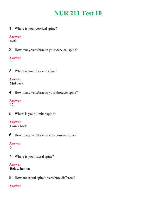 NUR 211 TEST 10 | PASSED | A+ RATED GUIDE | NEW FULL EXAM