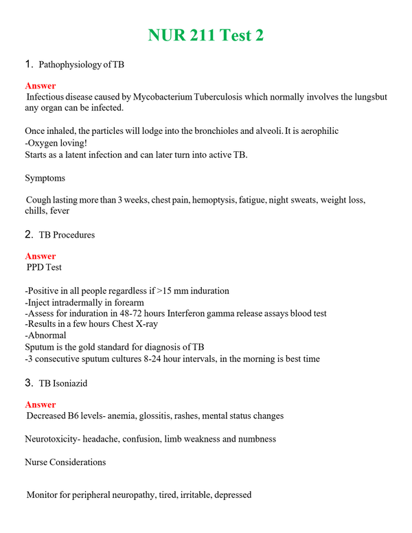 NUR 211 TEST 2 | QUESTIONS AND ANSWERS INCLUDED
